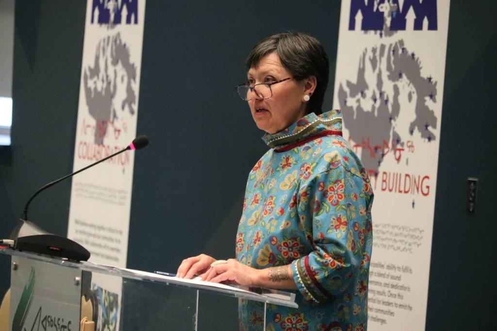 &ldquo;I embrace my language from my heart and no matter who decides to learn it, use it, I support it wholeheartedly,&rdquo; says Pirurvik founder Leena Evic. NNSL file photo
Pirurvik founder Leena Evic, speaking at the Nunavut Association of Municipalities conference in Iqaluit in 2022. NNSL file photo